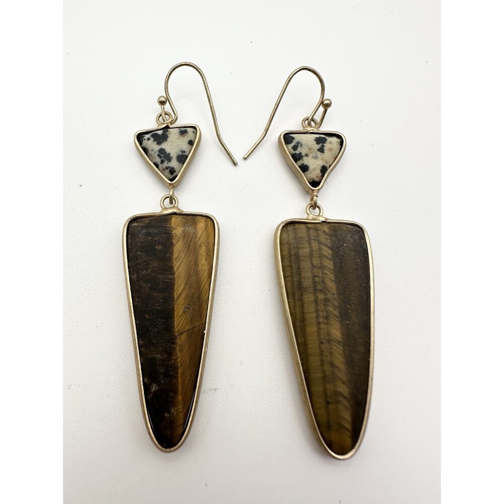 Natural Jasper Tiger’s Eye Dangle Earrings